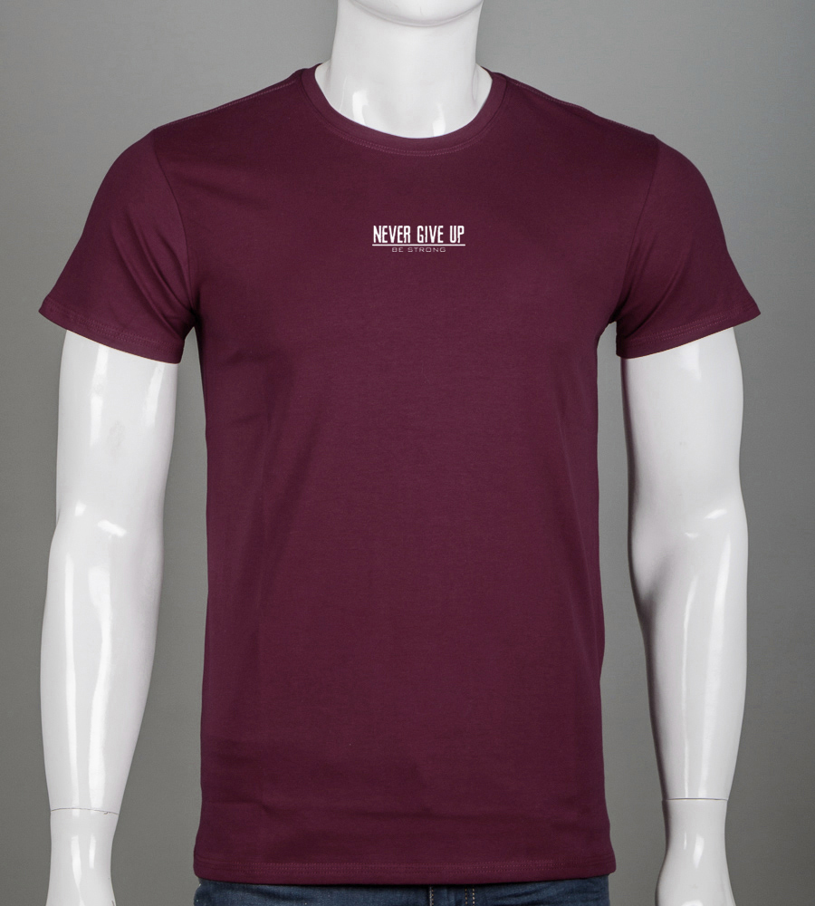 Футболка чоловіча Never Give Up 2422м (Уп.4шт M-XXL), Марсала 1