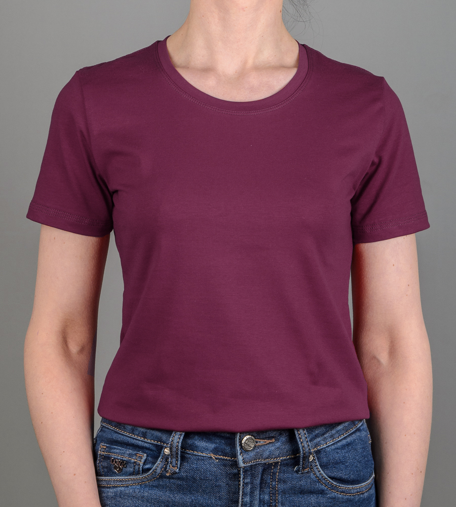 Футболка жіноча Однотонна 2300ж (Уп.4шт M-XXL), Марсала 1