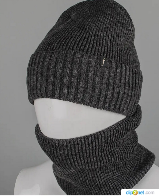 Комплект шапка-резинка з відворотом на флісі + Баф на флiсі (230701)