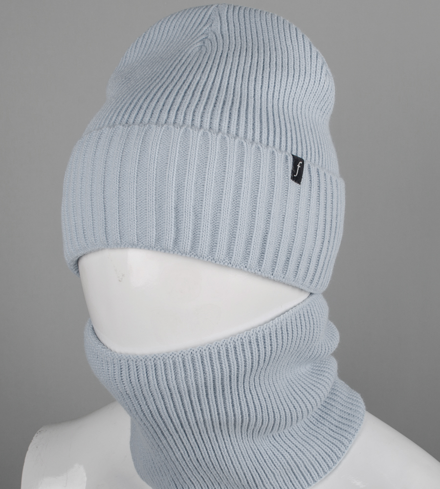 Комплект шапка-резинка з відворотом на флісі + Баф на флiсі (230701)