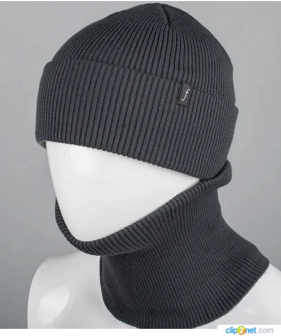 Комплект "Чоловіча шапка "Резинка" із відворотом + Баф" (221206к)