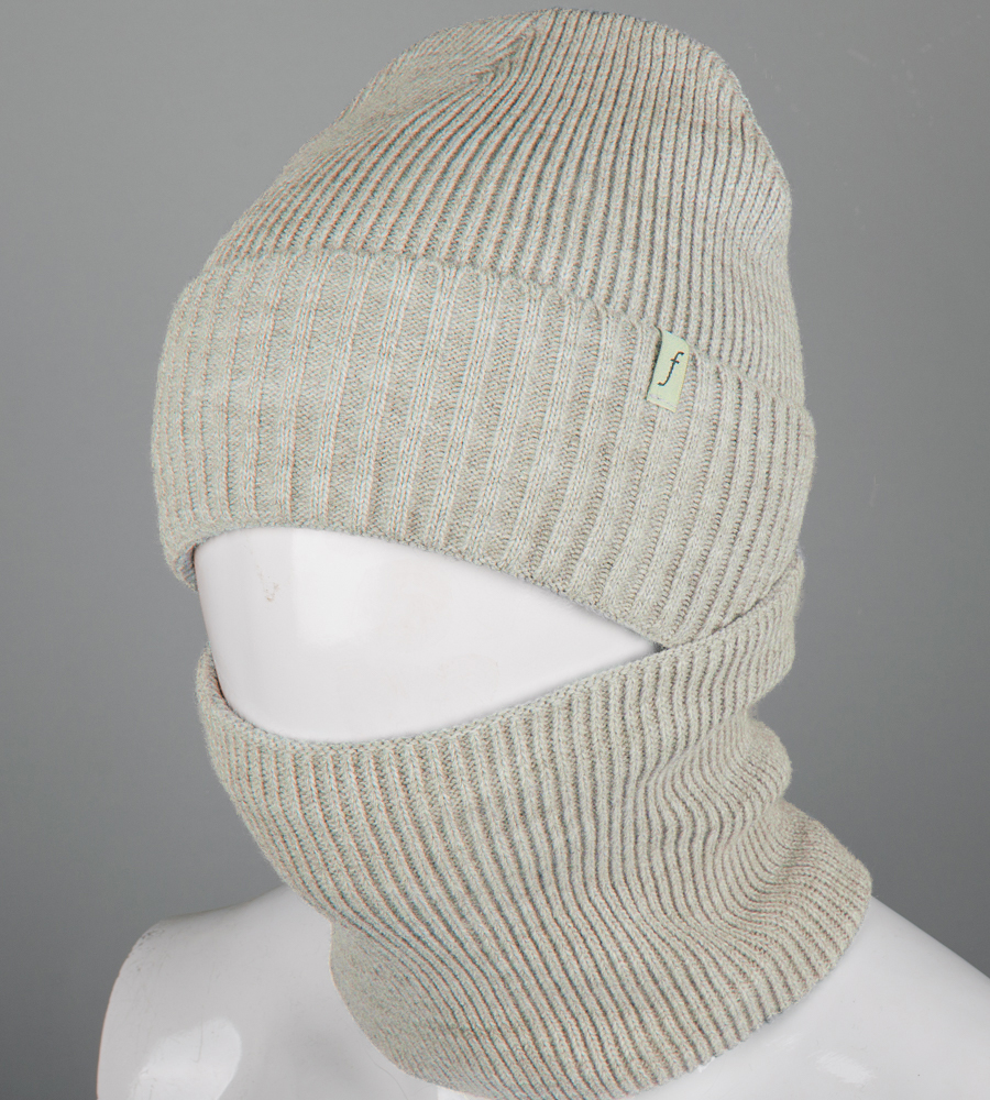 Комплект шапка-резинка з відворотом на флісі + Баф на флiсі (230701)