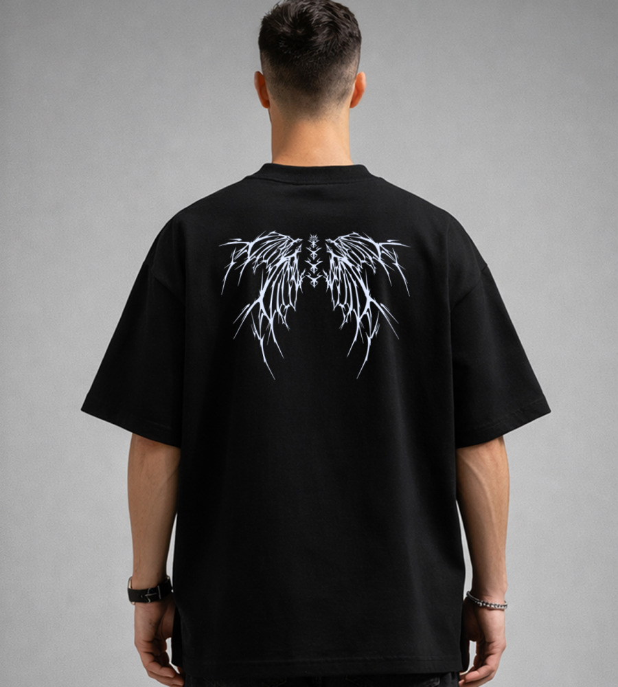 Футболка оверсайз Крила 3612м (XS,S,M,L), Чорний 2