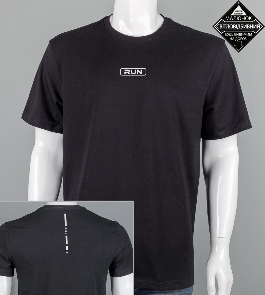 Футболка батал RUN Reflective 2414б (Уп.4шт 3XL,4XL), Чорний 1