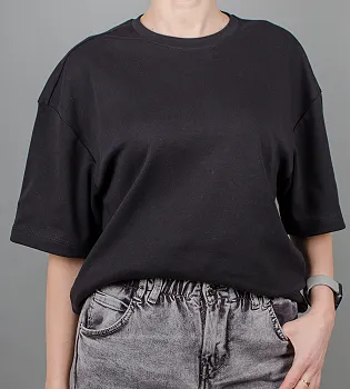 Футболка жіноча Оверсайз 3500ж (Уп.4шт M-XXL), Чорний