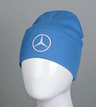 Шапка Рубчик з відворотом Вишивка MERCEDES (20216), Джинс