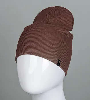 Шапка трикотажна Рубчик без відвороту (20217), Мокко