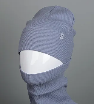 Трикотажний комплект Рубчик Шапка + Баф FERO (20222), Сірий