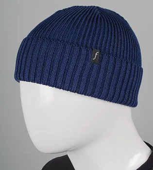 Бавовняна шапка резинка з відворотом (с2409), Темно-синій