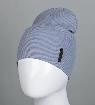 Шапка трикотажна Рубчик без відвороту (20217), Сірий