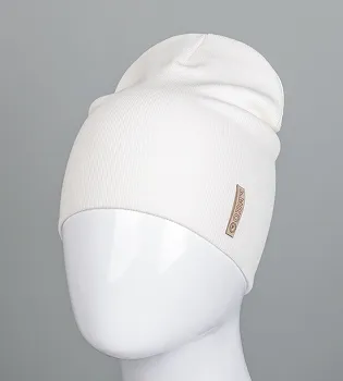 Шапка трикотажна Рубчик без відвороту (20217), Молочний