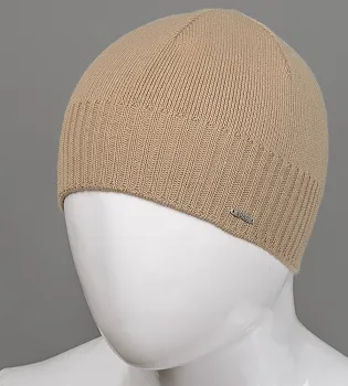 Шапка чоловіча в'язана на флісі (15044), Капучино
