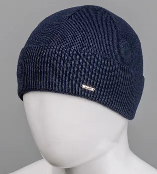 Шапка чоловіча з відворотом Nord на флісі, опт (171812), Темно-синій