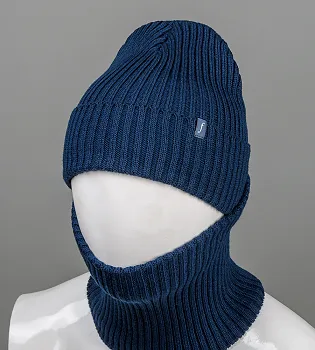 Шапка із флісовою підкладкою + Подвійний Баф (С2108), Темно-синій