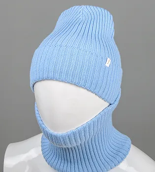 Шапка із флісовою підкладкою + Подвійний Баф (С2108), Блакитний