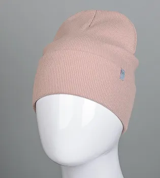 Шапка трикотажна Рубчик без відвороту (20217), Пудра