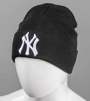 Шапка молодіжна з вишивкою NY (m33), Чорний