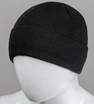 Шапка чоловіча з відворотом повний фліс (Ded22), Чорний