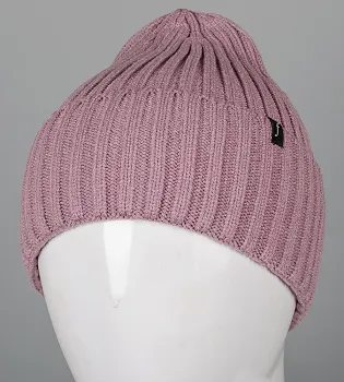 Кашемірова одинарна шапка з відворотом (240501), Темна пудра