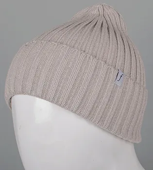 Кашемірова одинарна шапка з відворотом (240501), Бежевий