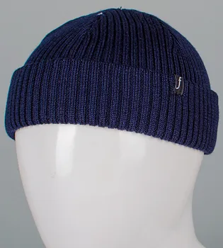 Шапка-біні з відворотом, полушерсть (241033), Темно-синій