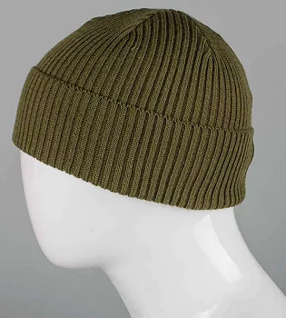 В'язана шапка без підкладки, з відворотом (231031), Хакі