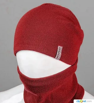 В'язаний комплект Шапка + Баф Робін (М12), Бордовий