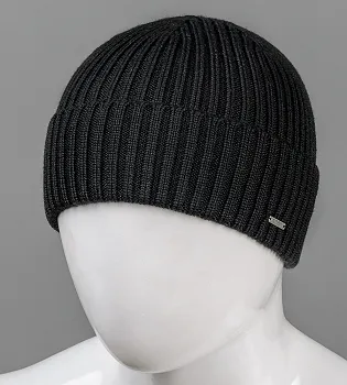 В'язана шапка з відворотом (210706), Чорний