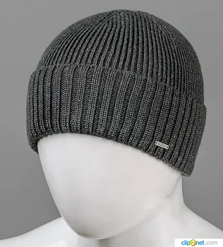В'язана шапка "Збавка" з відворотом (200711), Графіт