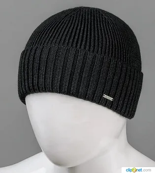 В'язана шапка "Збавка" з відворотом (200711), Чорний