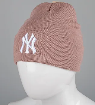 Шапка молодіжна з вишивкою NY (m33), Какао