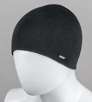 Чоловіча в'язана шапка без підкладки, шерсть (201209), Чорний