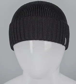 В'язана збавочна шапка "Бавовна" з відворотом (250711) , Чорний
