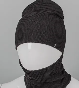 Трикотажний комплект Ангорка Шапка + Баф FERO (24252к), Чорний