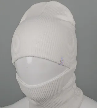 Трикотажний комплект Ангорка Шапка + Баф FERO (24252к), Білий