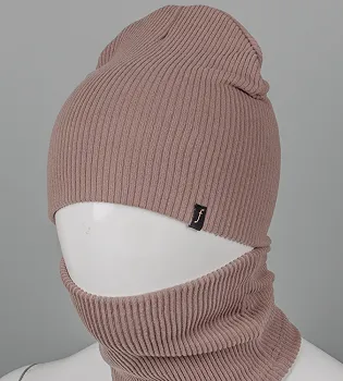 Трикотажний комплект Ангорка Шапка + Баф FERO (24252к), Какао