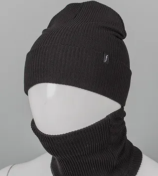 Трикотажний комплект Ангорка Шапка + Баф FERO (24251к) , Чорний