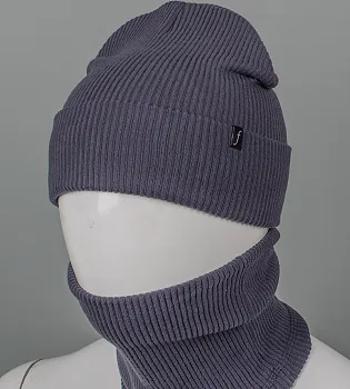 Трикотажний комплект Ангорка Шапка + Баф FERO (24251к) , Графіт