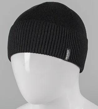 В'язана вовняна шапка без підкладки, з відворотом Nord (251254) , Чорний