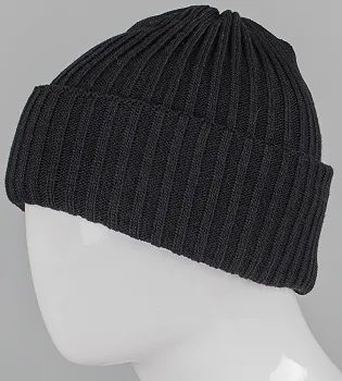 Об'ємна шапка з відворотом "Резинка" (250756), Чорний