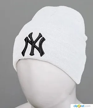 Шапка молодіжна з вишивкою NY (m33), Білий