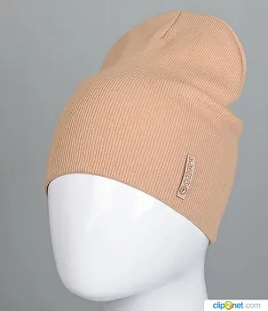 Шапка трикотажна Рубчик без відвороту (20217), Пісочний