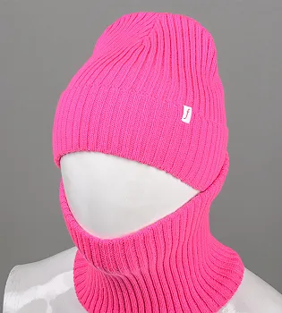 Шапка із флісовою підкладкою + Подвійний Баф (С2108), Малиновий