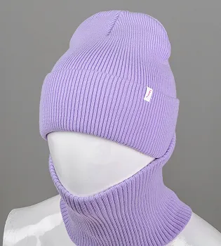 Комплект "Подвійна резинка з відворотом без підкладки + Баф" (С2218), Бузковий