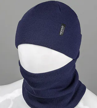 Комплект чоловічий "Шапка із відворотом + Баф" (22230), Темно-синій