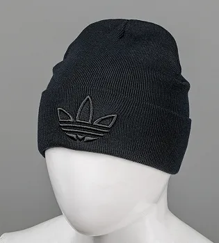 Шапка молодіжна з вишивкою А (m33) , Чорний з чорним