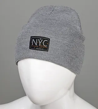 Шапка з відворотом на флісі NYC (25207) , Т.Сірий
