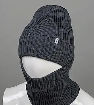 Шапка із флісовою підкладкою + Подвійний Баф (С2108), Антрацит