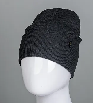Шапка трикотажна Рубчик з відворотом FERO (20216), Чорний
