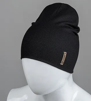Шапка трикотажна Рубчик без відвороту (20217), Чорний